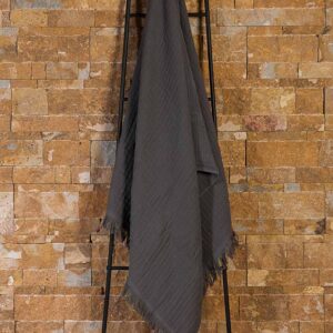 Βαμβακερή πετσέτα θαλάσσης μουσελίνα Bubble Dark Grey 80x160cm